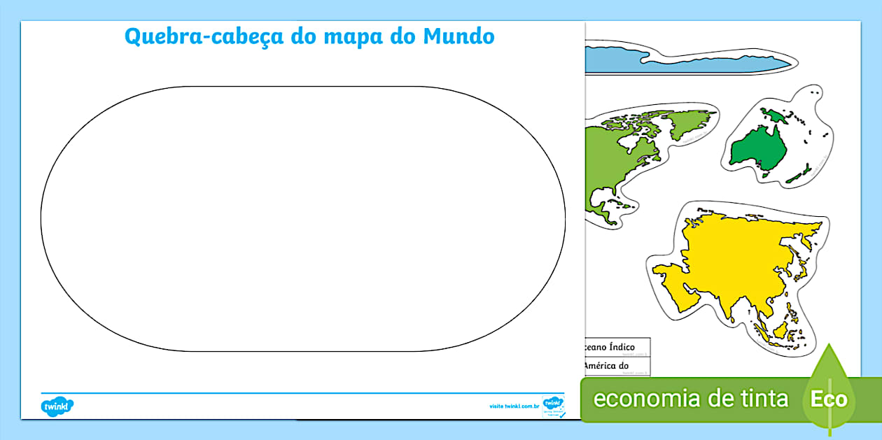 Quebra-cabeça do mapa do Mundo (teacher made) - Twinkl