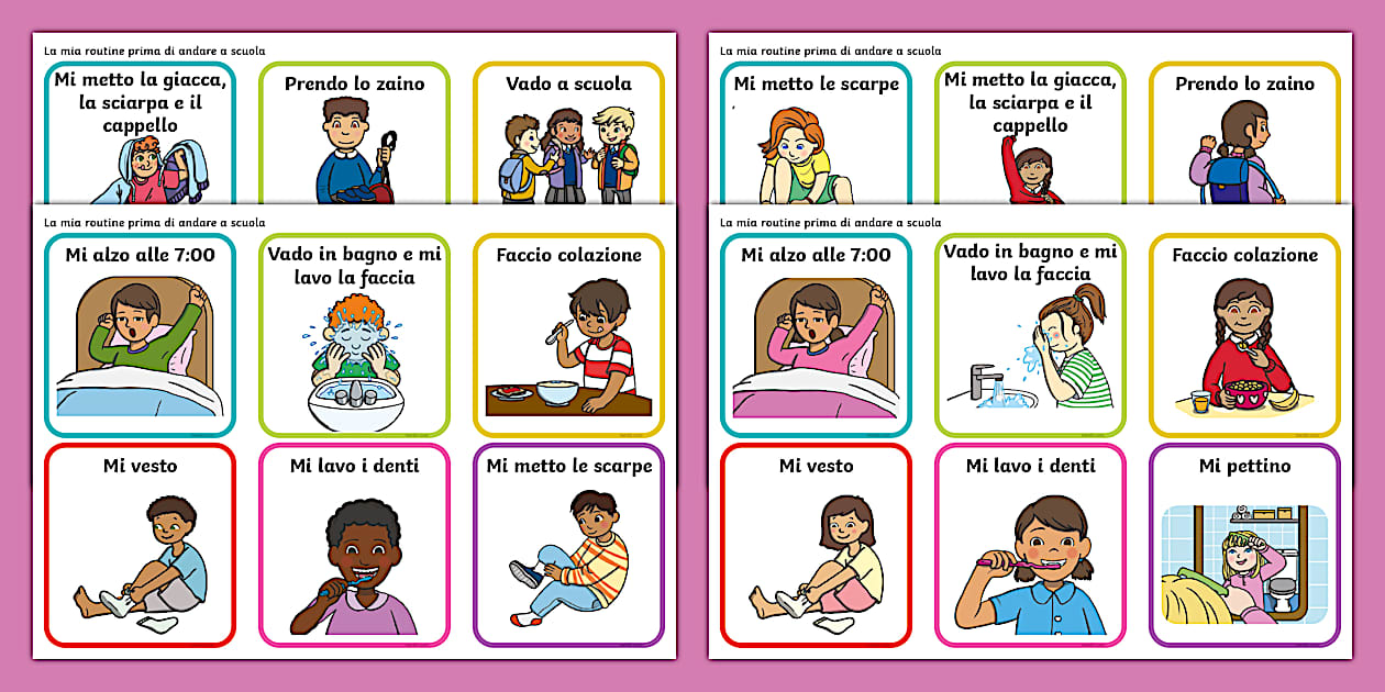 La mia routine prima di andare a scuola