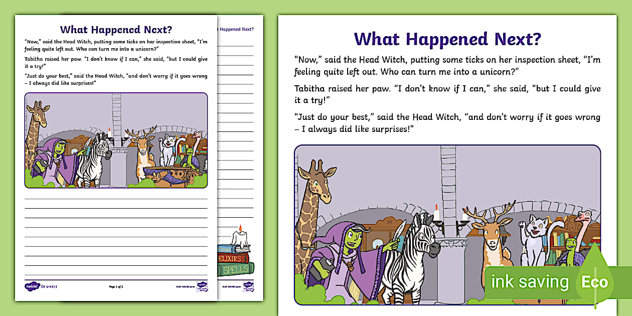 Black and White A Magical Muddle What Happened Next? Writing Worksheet