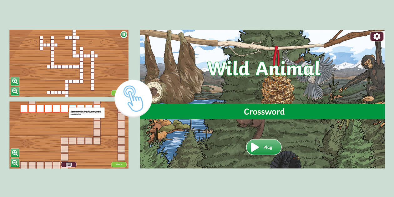 Wild Animal Interactive Crossword (Teacher Made) Twinkl