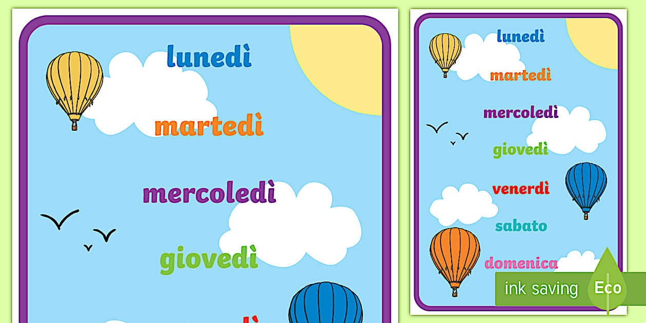 i giorni della settimana immagini