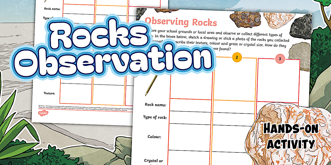 Identifying Rocks Worksheet E Rocks Observation Worksheet - Twinkl Science