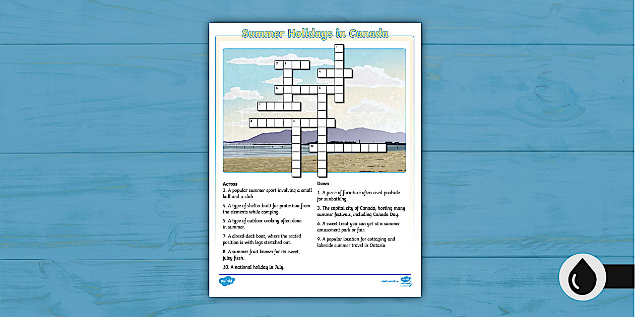 Summer Holidays in Canada Crossword Junior