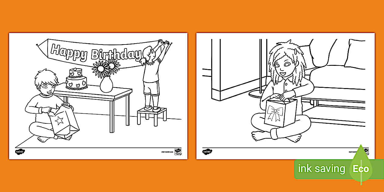Birthday Present Colouring Pages – Twinkl Resources