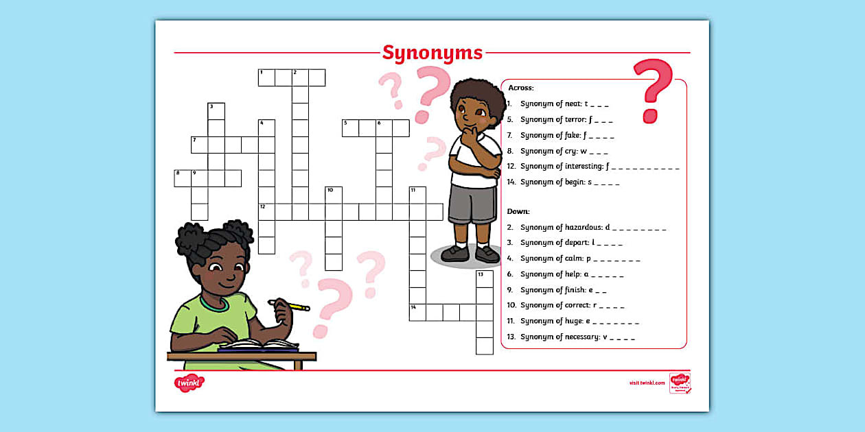Synonyms Crossword (Teacher Made) Twinkl