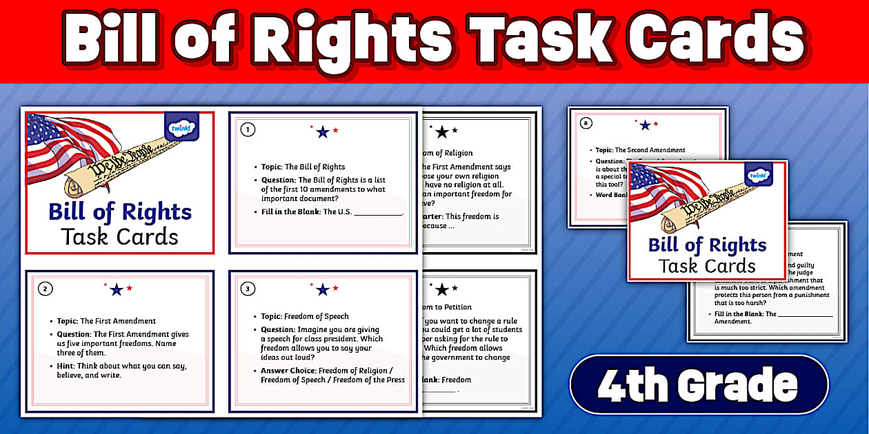Fourth Grade Bill of Rights Task Cards