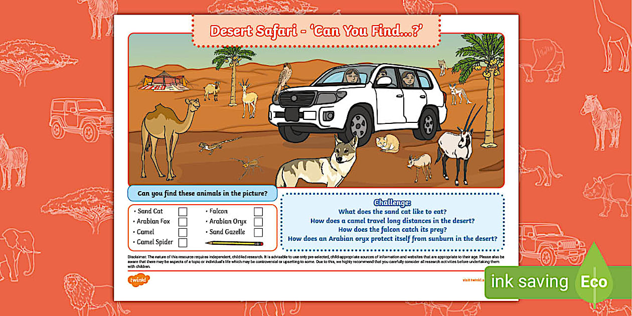 Can you find Desert Safari Activity (Lehrer gemacht)