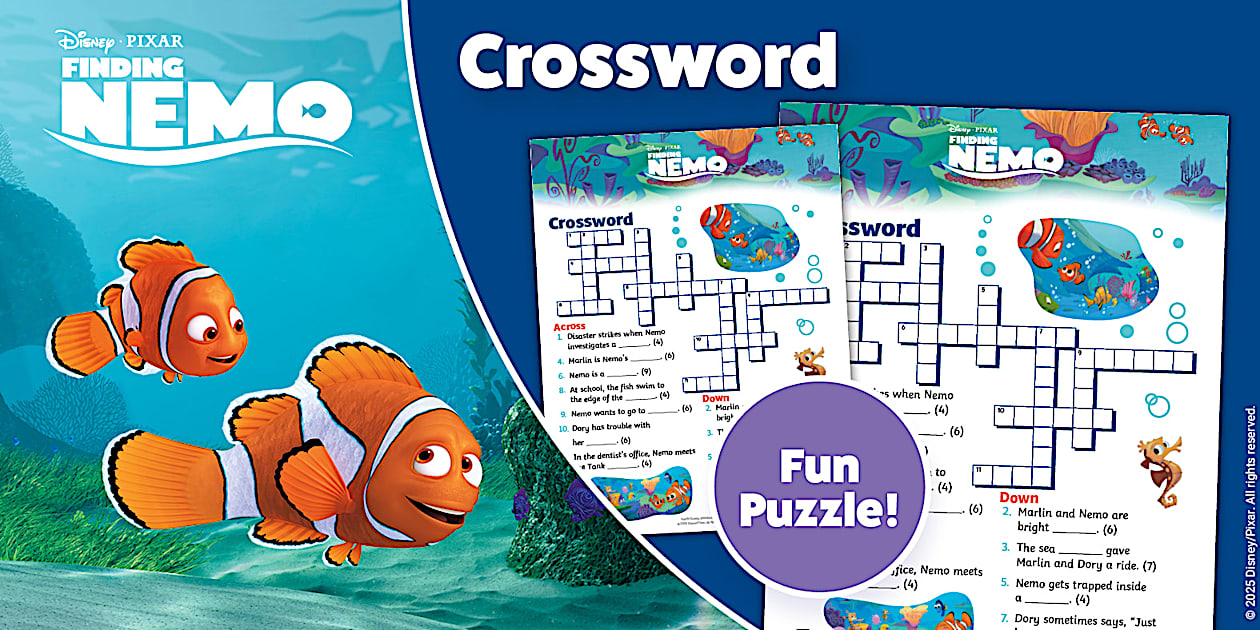 Finding Nemo: Crossword Puzzle (Teacher Made) Twinkl