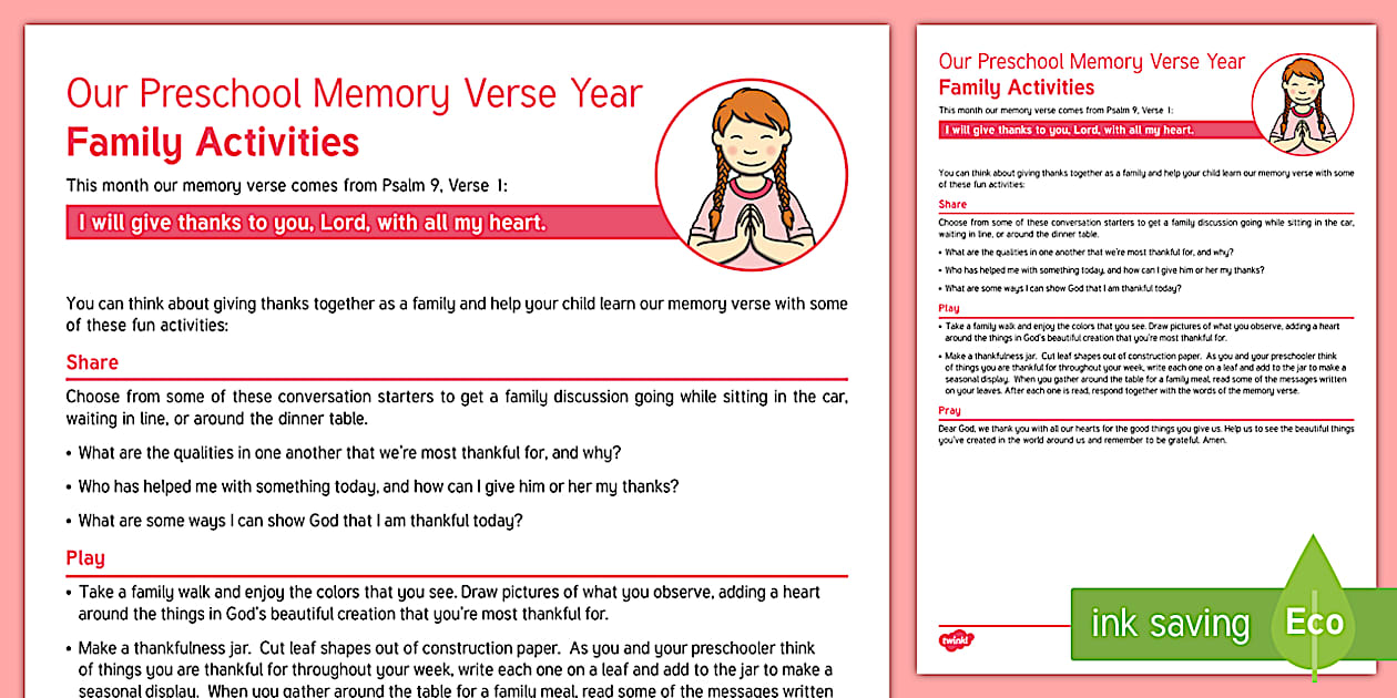  * NEW * Psalm 9:1 Memory Verse Family Activities Motiv 