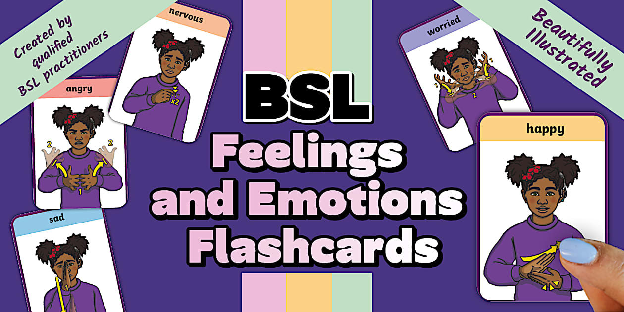 British Sign Language BSL Feelings and Emotions Flashcards