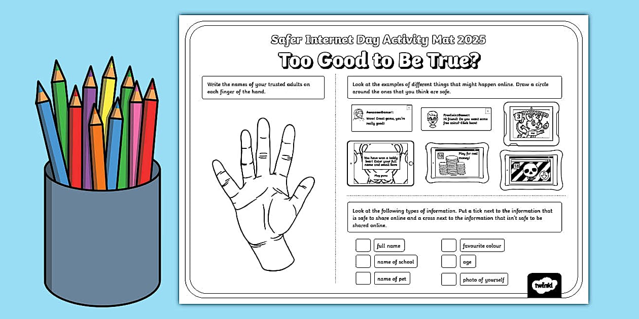 KS1 Safer Day Online Safety Activity Mat Twinkl
