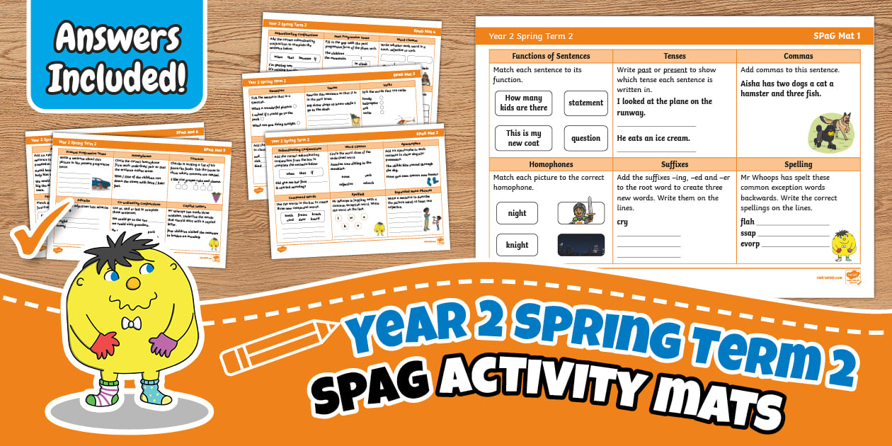 Year 2 Spring Term 2 SPaG Activity Mats - Twinkl - KS1