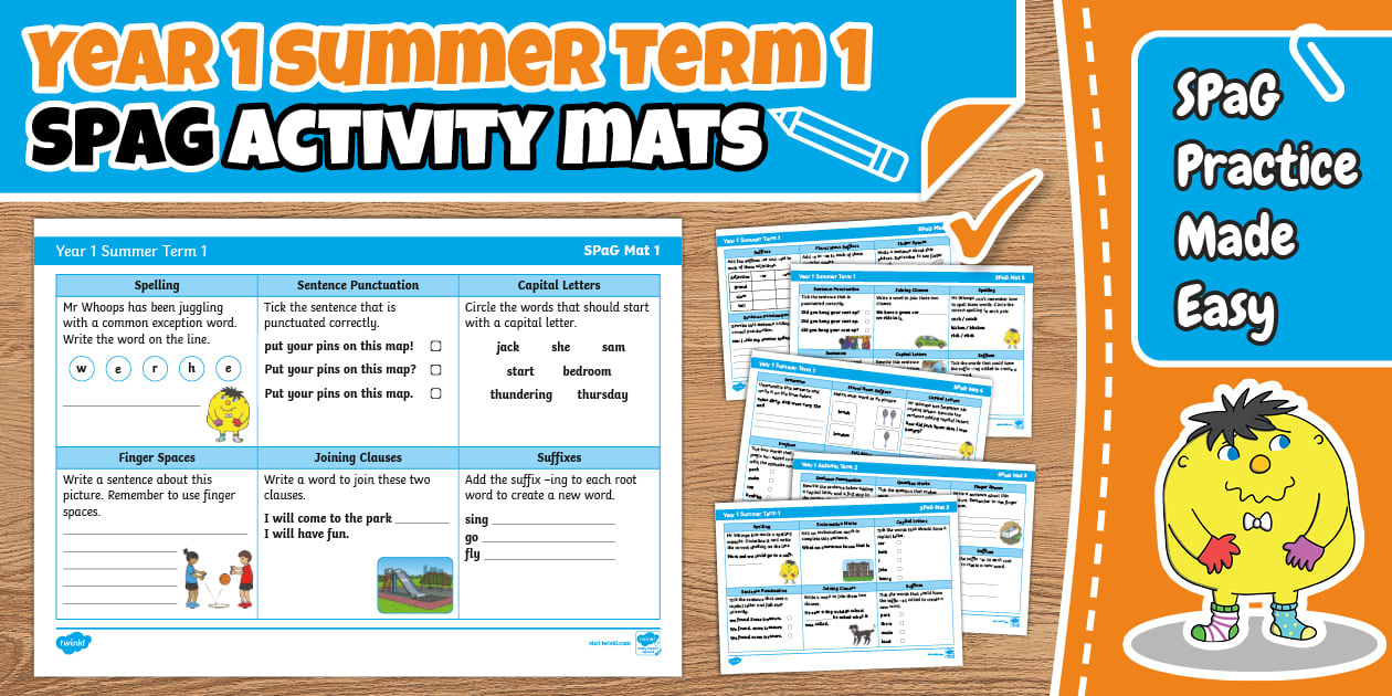 Year 1 Summer Term 1 SPaG Activity Mats - Twinkl - KS1