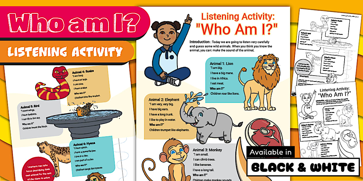 Garde R Actvities Grade R English - Activity Sheet: Who Am I? (CAPS Aligned)