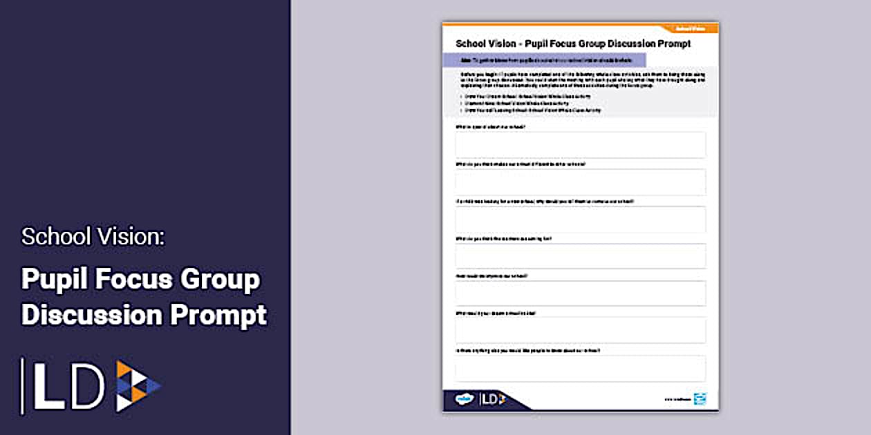 Pupil Focus Group Prompt: School Vision - SLT - Twinkl