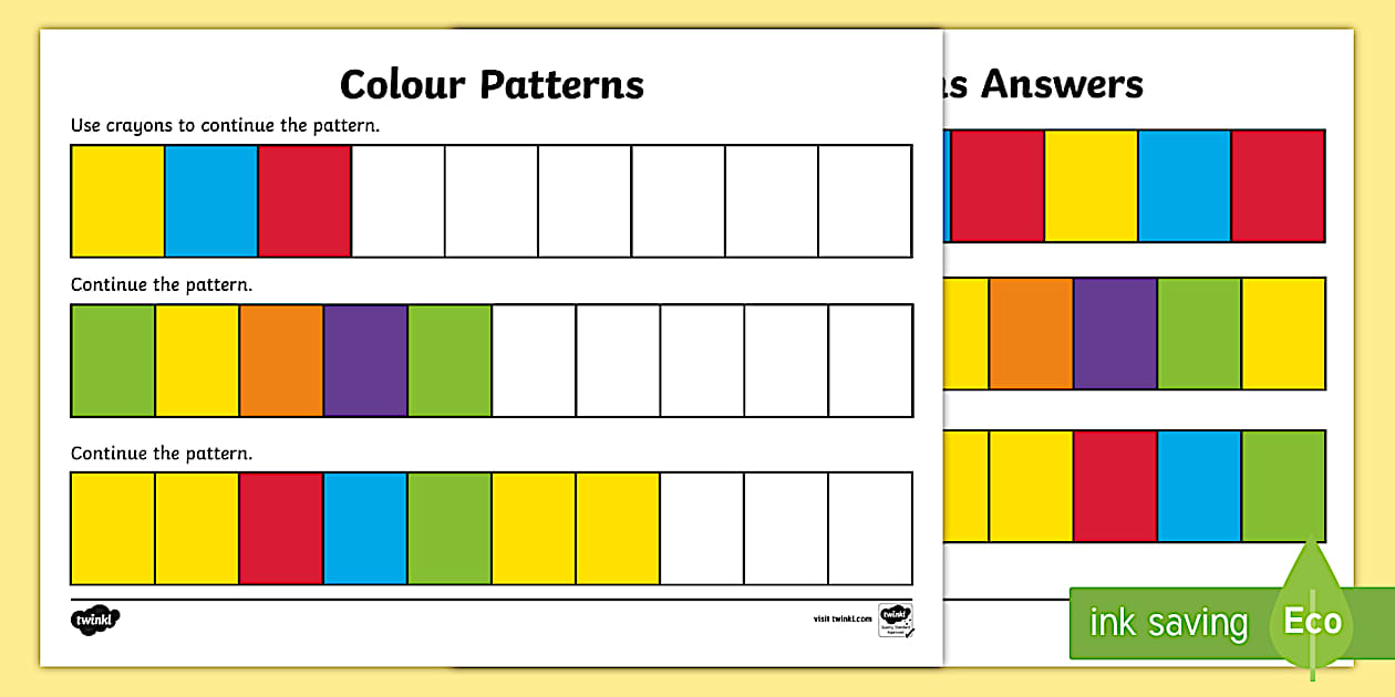 Editable Colours Complete the Pattern Worksheet - Twinkl