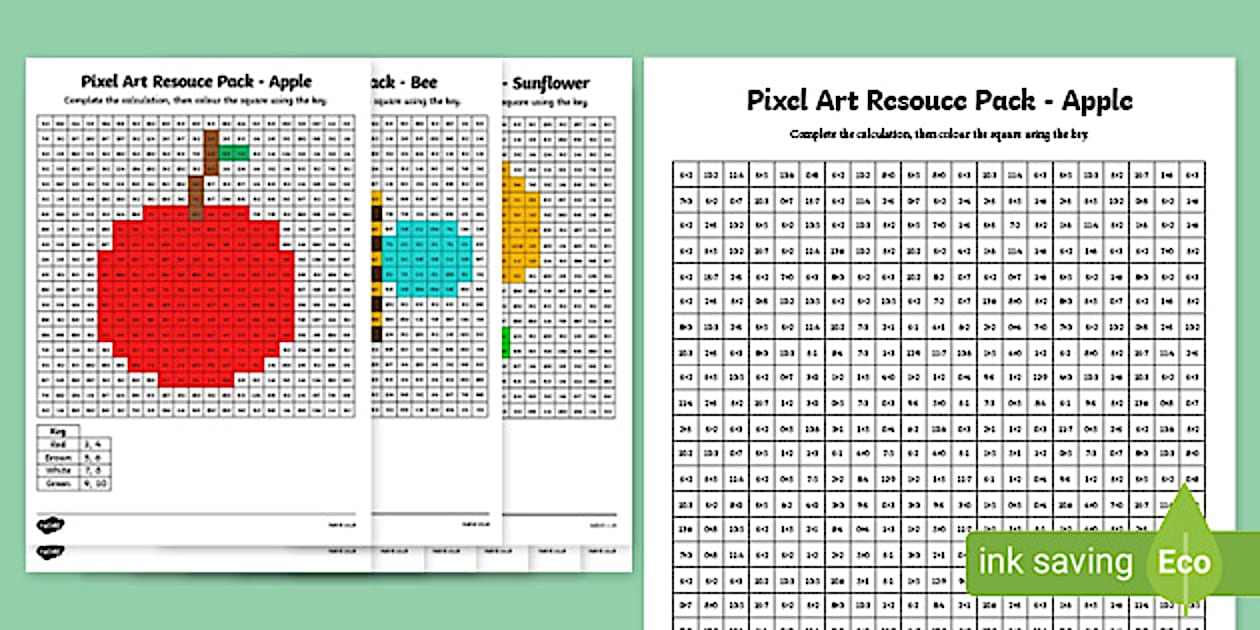 Pixel Art Worksheets To Colour Twinkl