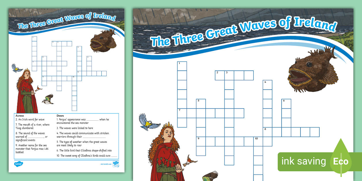 The Three Great Waves of Ireland Crossword Twinkl