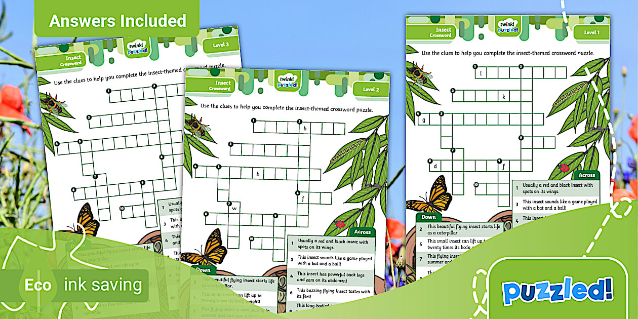 Insect Crossword Twinkl Puzzled kids (teacher made)