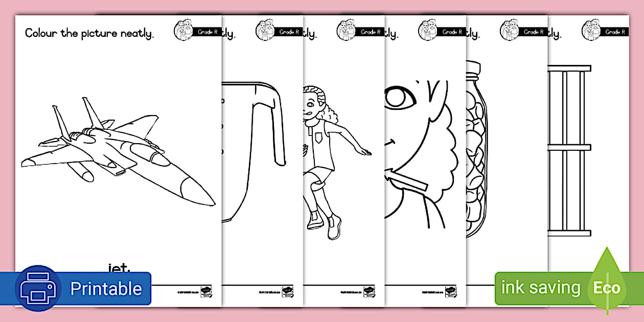 Grade R English -Phonics - Colouring Sheet: Letter J