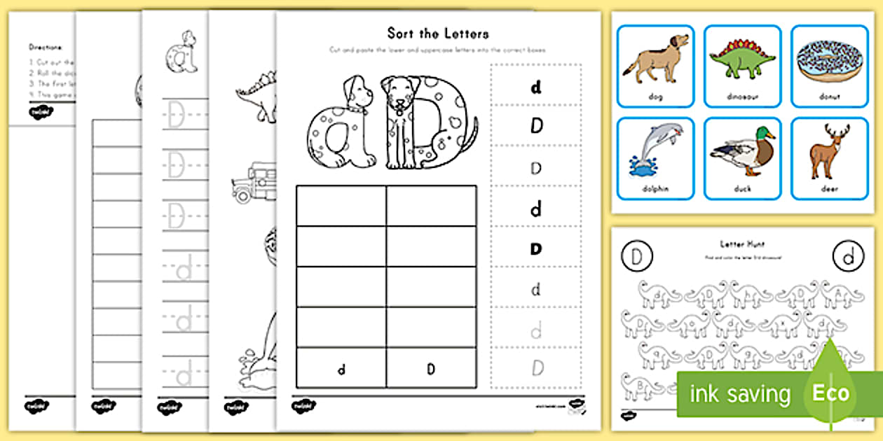 Letter D Worksheet and Activity Pack (Teacher-Made) - Twinkl
