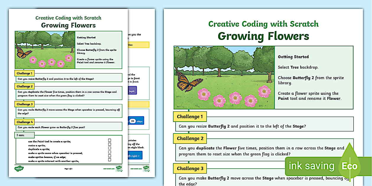 Growing Flowers Scratch Worksheet - Twinkl