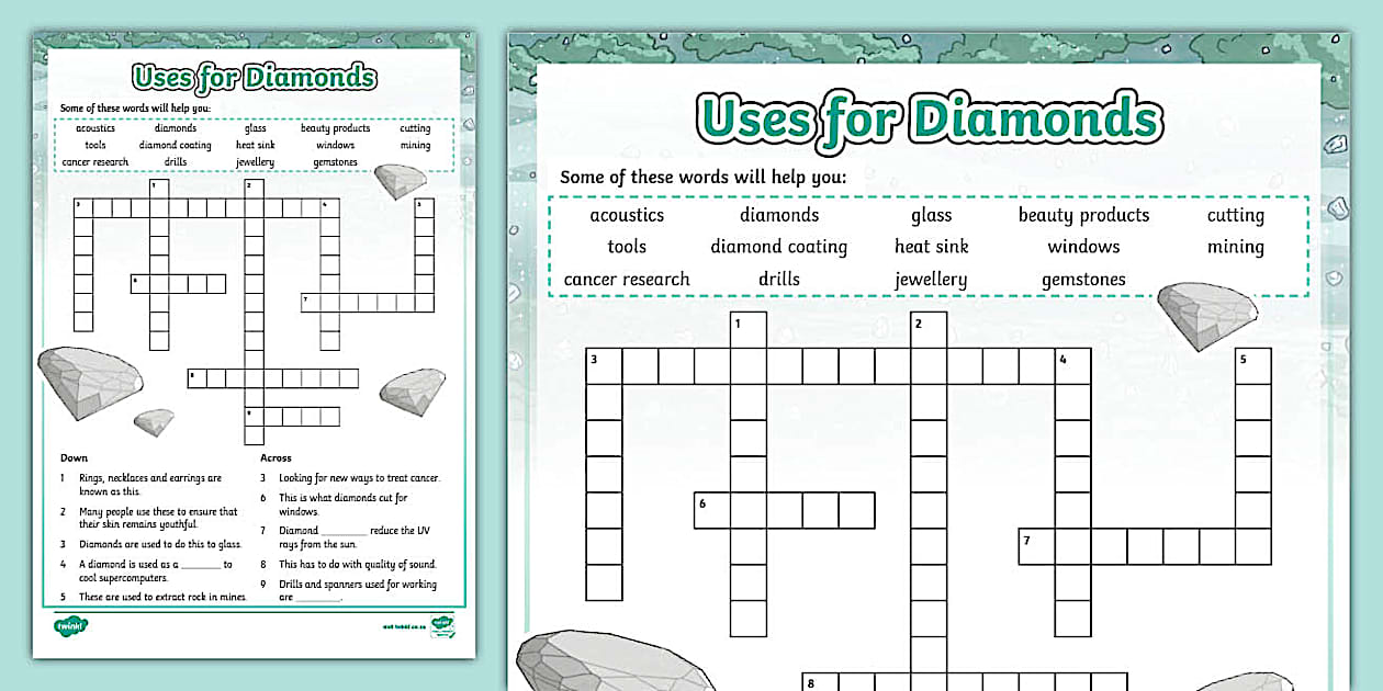 Uses for Diamonds Crossword (teacher made) Twinkl