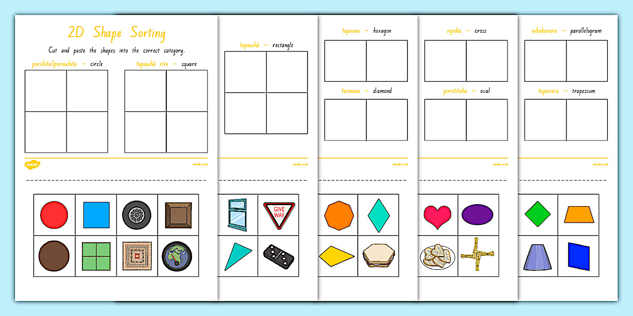 2D Shape Sorting Worksheet / Worksheet, worksheet - Twinkl