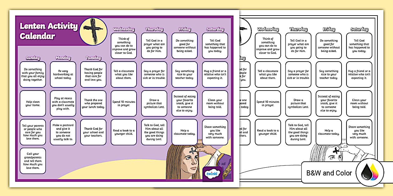 Lenten Activity Calendar (Teacher Made) Twinkl