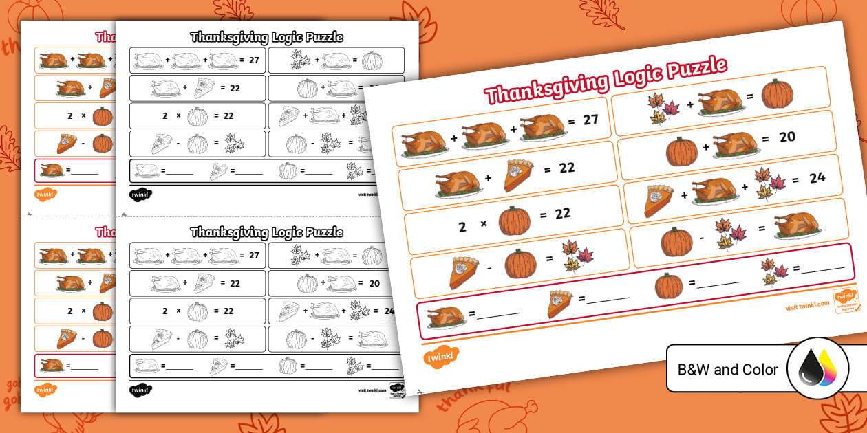 Thanksgiving Math Puzzle | Resource | Twinkl USA - Twinkl