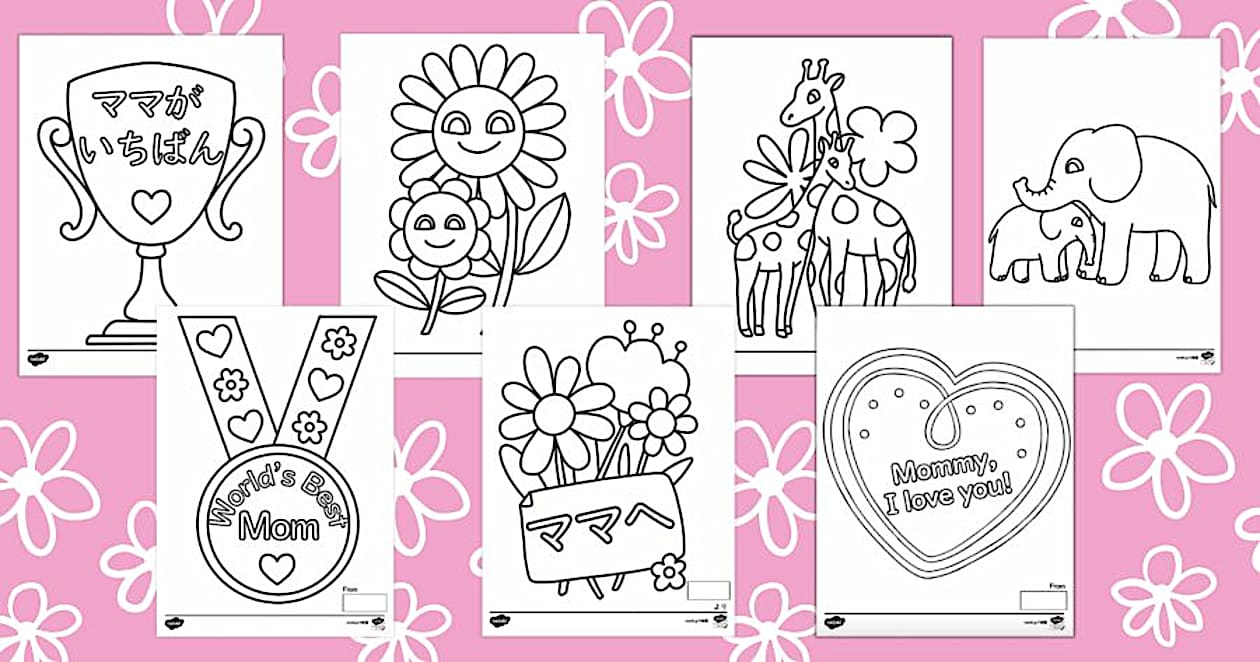 母の日｜幼児塗り絵｜Cute Mother's Day Coloring Set ｜Twinkl