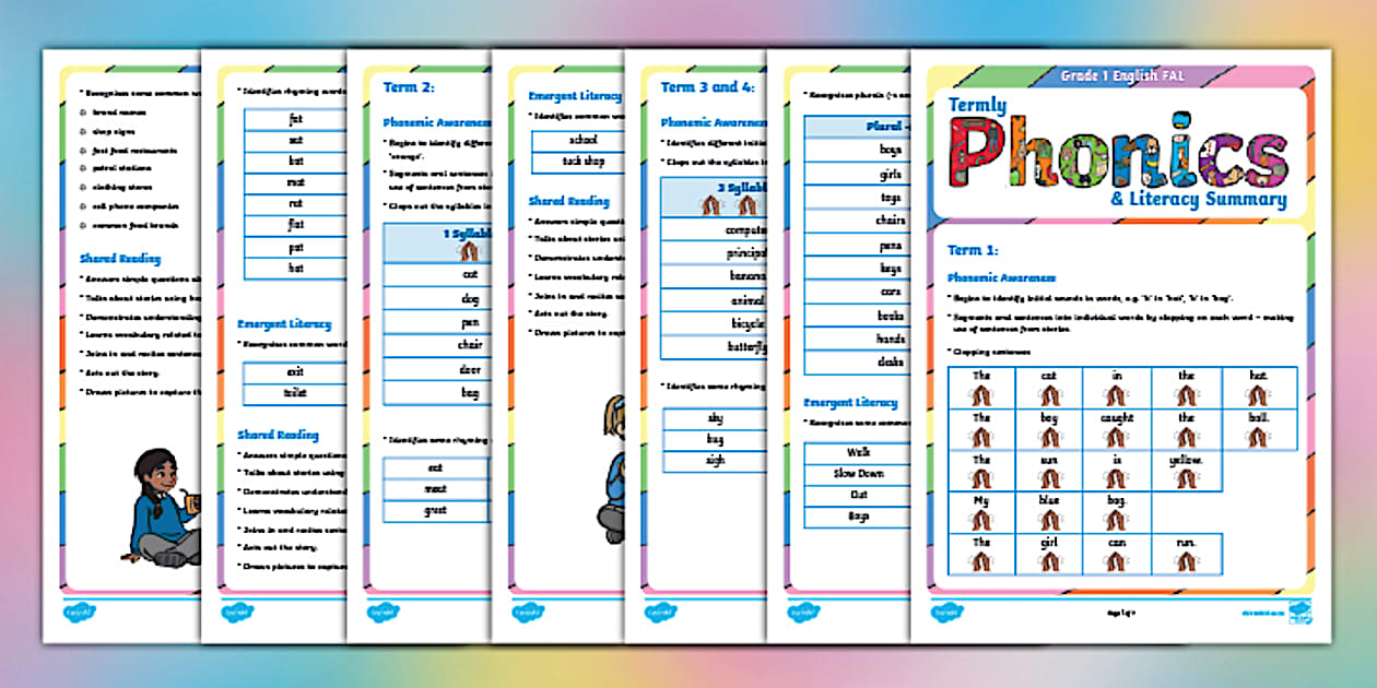 Grade 1 English FAL Phonics and Literacy Termly Summary