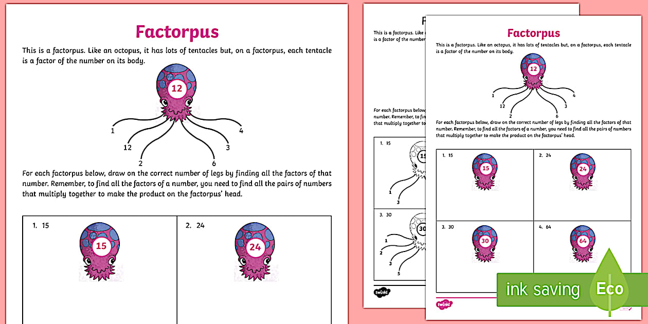 Factorpus (Finding Factors) Worksheet Twinkl