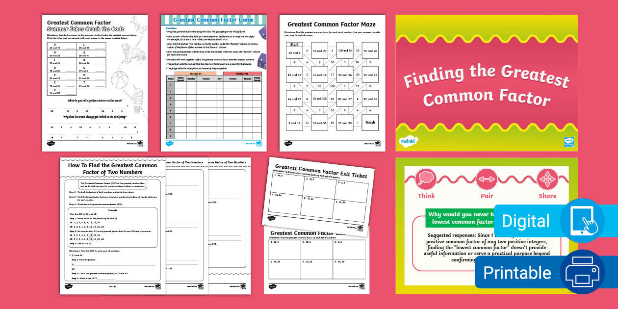 Sixth Grade Greatest Common Factor Lesson Pack - Twinkl