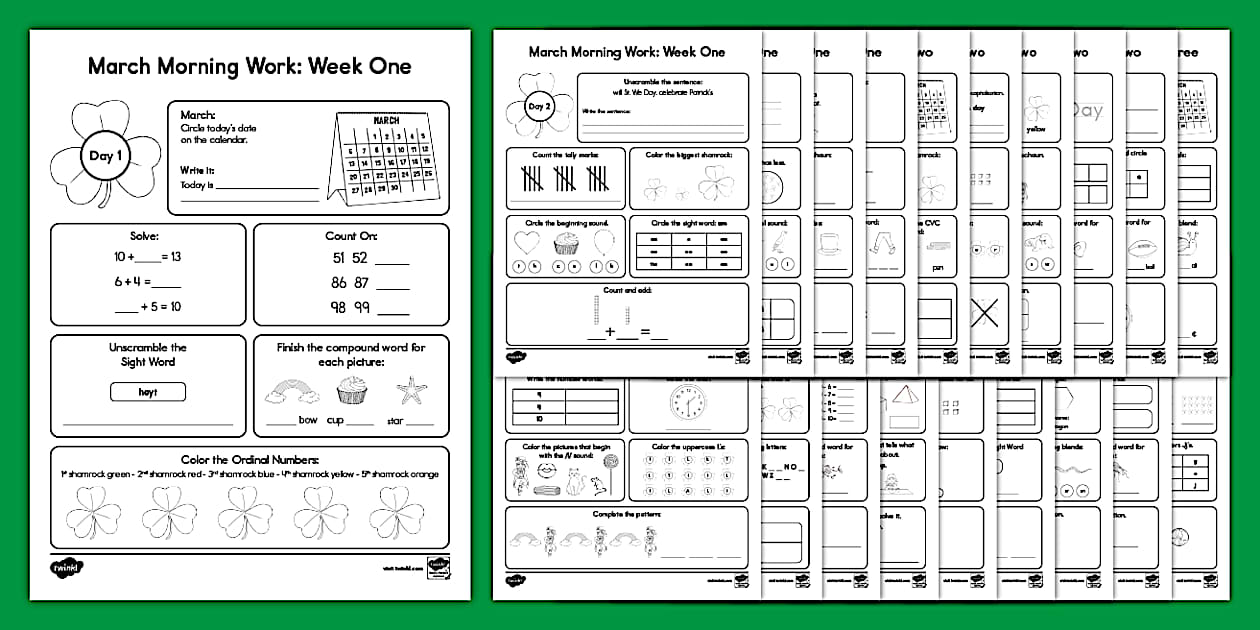 Kindergarten March Morning Work Bundle Lehrer Gemacht Kindergarten march morning work bundle lehrer gemacht