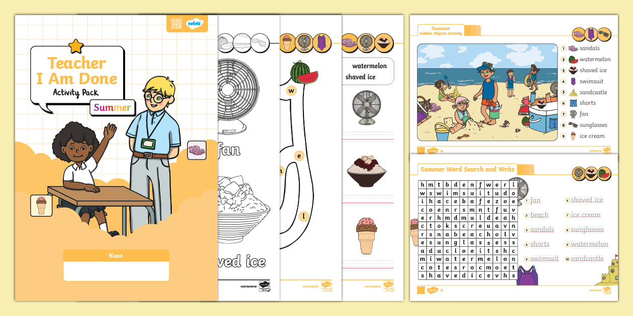Teacher I Am Done Activity Pack | Summer | Lv.1