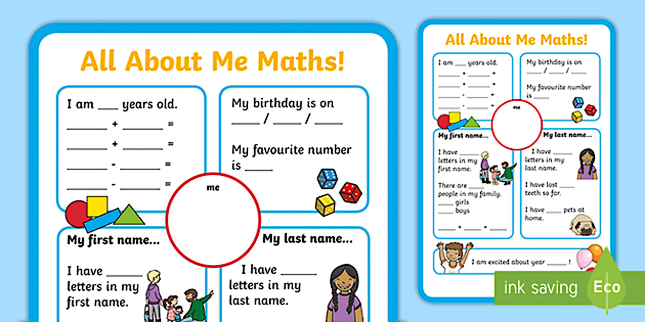 All about me maths display poster worksheet twinkl