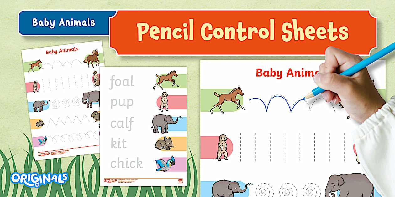 Baby Animals Pencil Control Sheets