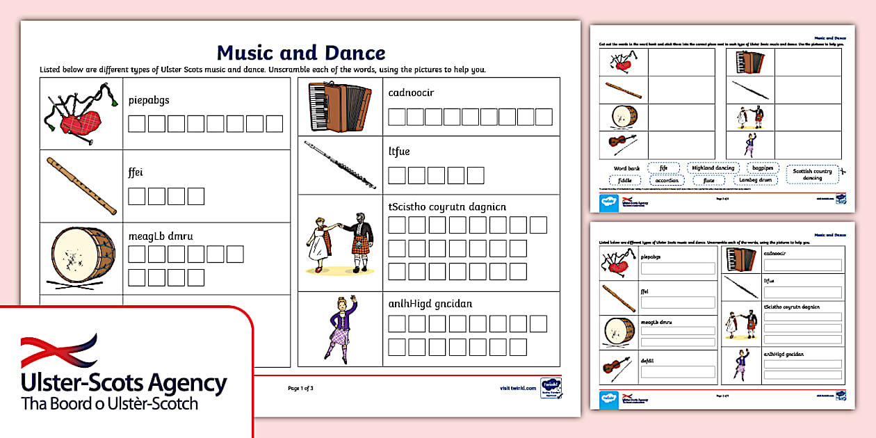 Traditional Scots Script FREE! - Ulster Scots Cultural Traditions: Music & Dance Activity