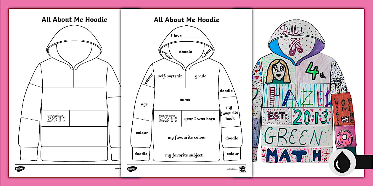 All About Me Hoodie Art Back to School Activity Twinkl