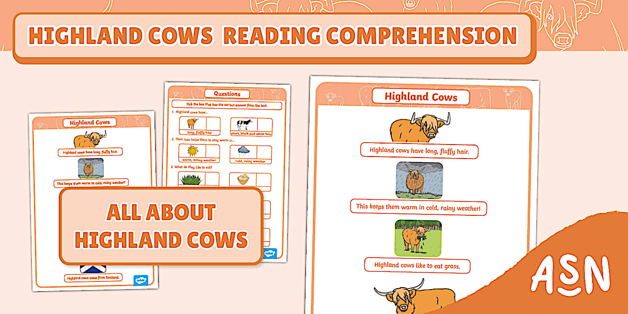 Highland Cows Reading Comprehension with Visual Supports