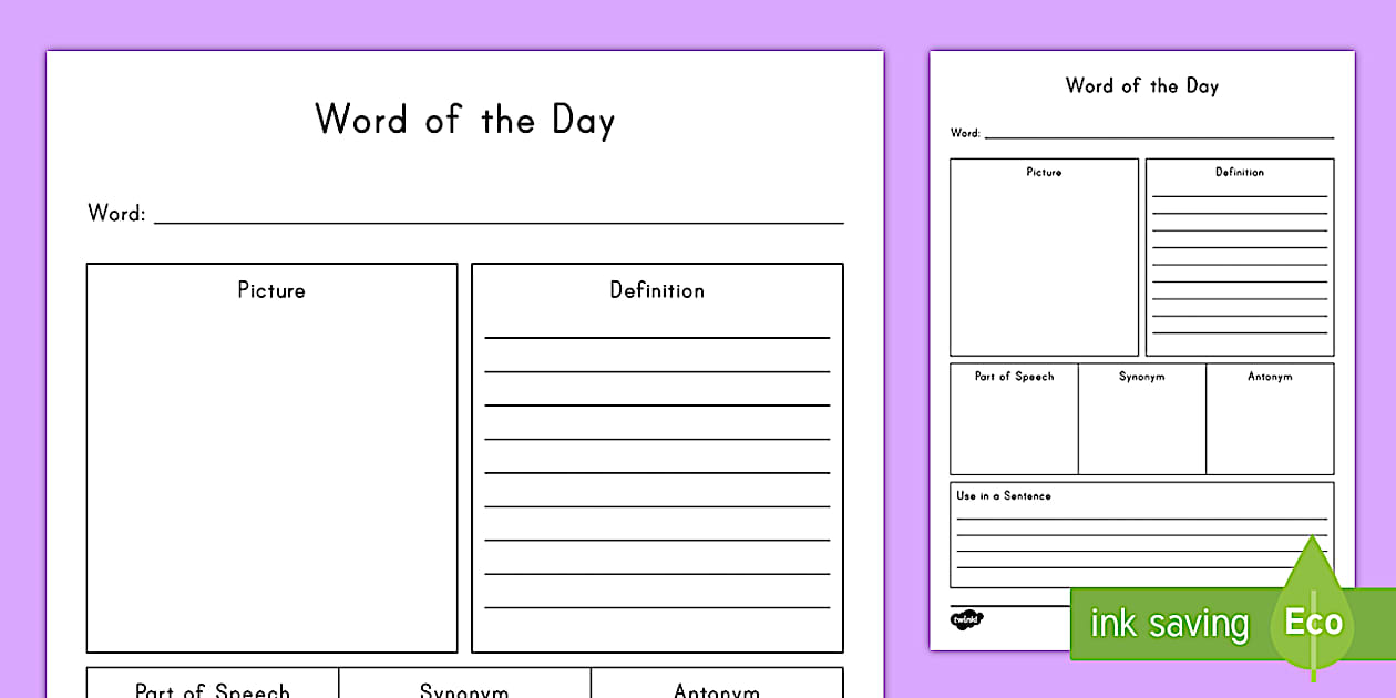 Editable Word of the Day Vocabulary Building Activity