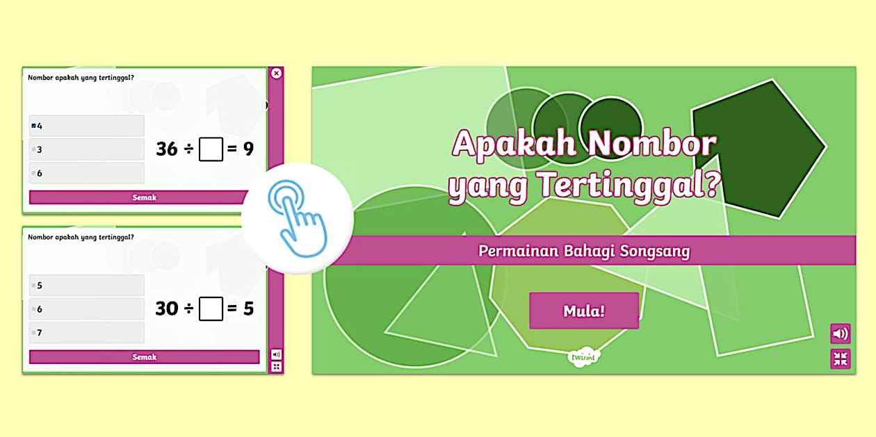 Permainan Interaktif Matematik - Bahagi Songsang Fakta Asas