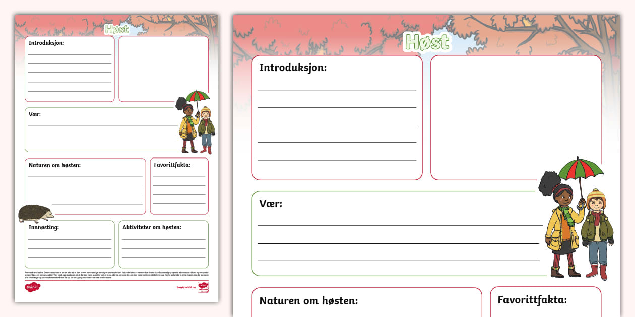 Skriv en rapport om høsten