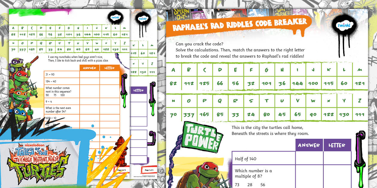 TMNT: Raphael's Rad Riddles Code Breaker Activity [Ages 7-9]