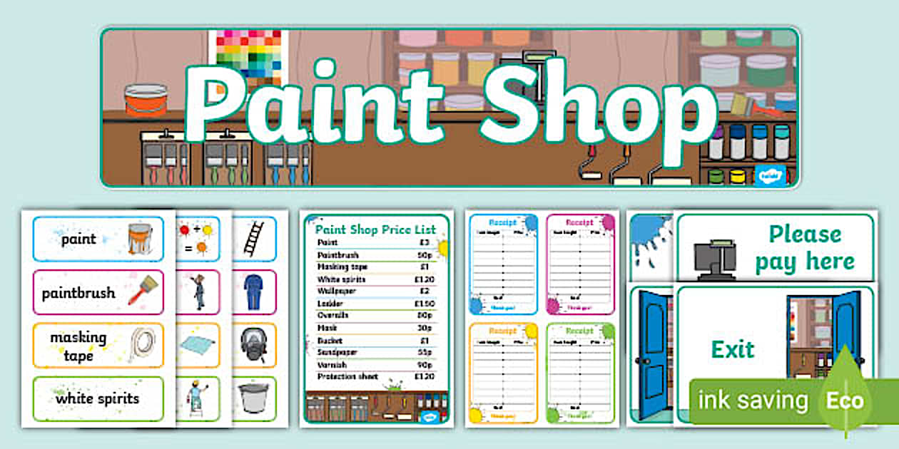 Paint Shop Role Play Pack (Hecho por educadores) - Twinkl