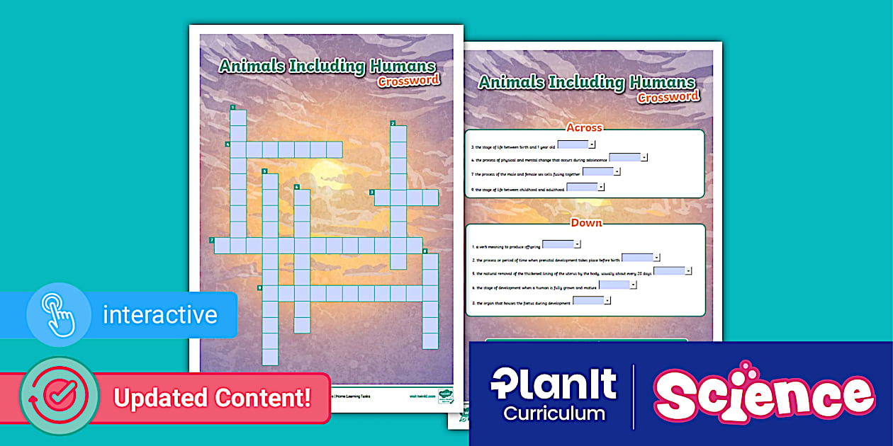 Interactive Science Animals Including Humans Y5 Crossword