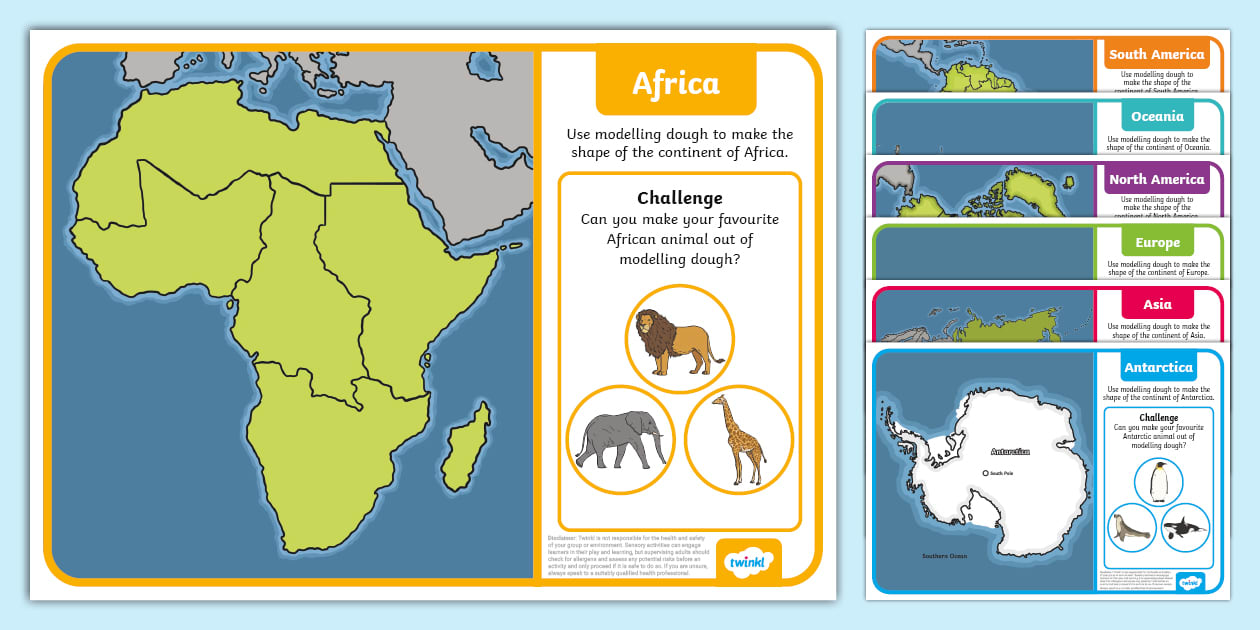 Continents Modelling Dough Mats (teacher made) - Twinkl