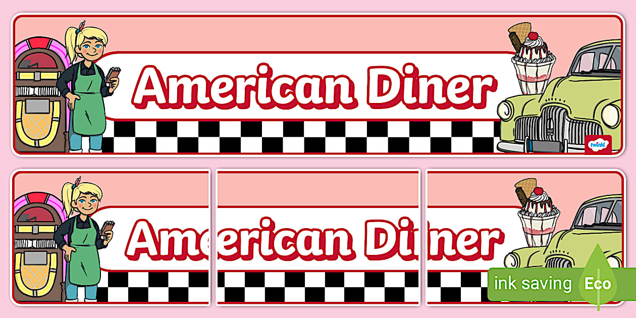 Editable American Diner Role-Play Banner (teacher made)