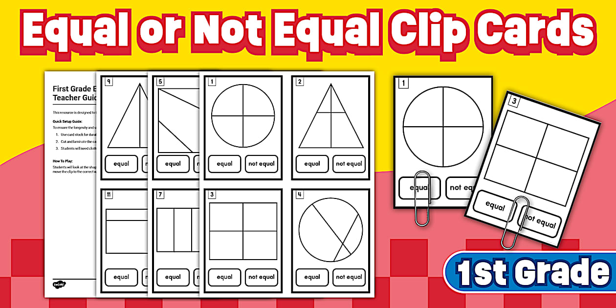 Equal or Not Equal Clip Cards